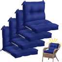Geetery Outdoor Chair Cushions Set of 4 High Back Patio Furniture Replacement Seat Pads with Ties 42x21x4 for Lawn Porch Wicker Rocking Dining Chairs Weather Resistant Fade Resistant(Navy Blue)