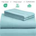 LuxClub 4 PC Queen Sheet Set, Queen Size, Deep Pockets 18" Wrinkle Free Cooling Bed Sheets Machine Washable Hotel Bedding Silky Soft - Aqua Queen