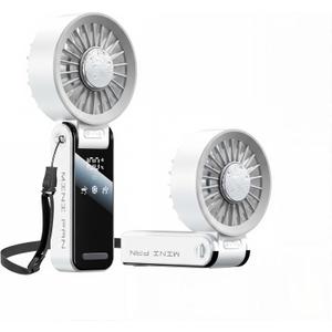 Handheld Fan – Compact, Portable, Powerful Airflow: High-performance motor, LED display, Extra-long battery life, 100-speed settings, foldable design, 3-in-1 portable fan. (White)