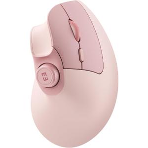 seenda Ergonomic Mouse Wireless, MOU-302 Bluetooth Vertical Mouse Rechargeable, Volume Knob, Quiet Mice with 1000/1600/2400 DPI, 3 Multi-Device Connectivity for Computer/PC/Laptop/Mac, Pink