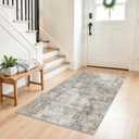 48x41inch Washable Entryway Area Rug - Non-Slip Modern Small Indoor Mat for Bathroom,Living Room,Bedroom - Abstract Neutral Soft Low-Pile Throw Carpet with Rubber Backing (Beige Grey)