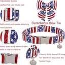 Patriotic Dog Collar with Bow Tie, 4th of July Bowtie Dog Collar, American Flag Collar for Medium Boy Girl Dog, Comfortable Summer Bowtie Collar with Metal Buckle, M