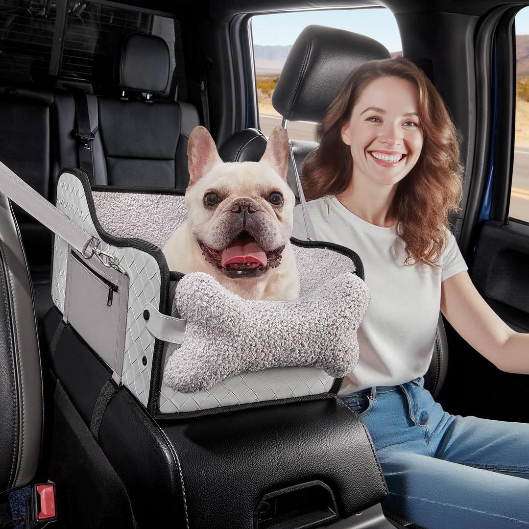 TKYZ Center Console Dog Car Seat,Pet Puppy Middle Console Dog Car Seat for Small Dogs (Full-Size Truck Gray)