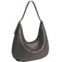 Woven Hobo Bag for Women Crescent Shoulder Bag Soft Zipper Daily Work Handbag Lightweight Trendy Chic Handbag