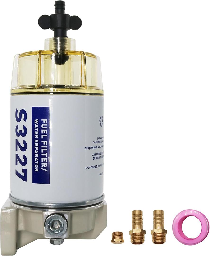 S3227 Fuel Filter Fuel Water Separator Filter Assembly Compatible with Marine Outboard Motor Mercury 10 Micron Replaces# S3227, 9-37882, 320R, 490R-RAC-01, 18-7922, 18-7922-1