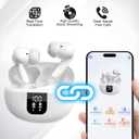 AI Language Translation Earbuds, 144 Languages Real-Time 2-Way Translation, LED Battery Display, Ideal for Travel, Business and Learning (White)