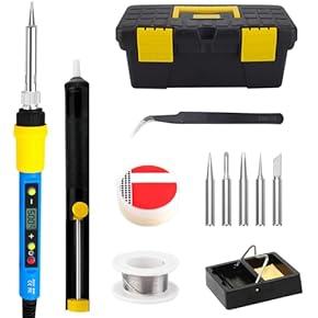 Soldering Iron Kit- Amzdeal 60W 15 in 1 Soldering Tools Adjustable Temperature Welding Tool with 5 Changeable Soldering Tips, Soldering Iron Stand, Solder Sucker for DIY Projects and Repairing