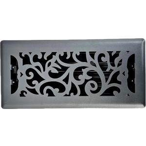 4" x 12" Floral Floor Register in Granite Grey Finish - Vent Covers for Home Floor- Decorative Air Vent Covers- Floor Register 4 x 12 (Duct Opening)
