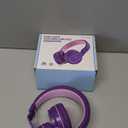 Kids Headphones, Wired Headphones for Kids On Ear with Microphone, 93dB Volume Limiter Headphone for Girls Boys, Foldable Lightweight Headphone for School Learning & Entertainment, Pink Purple