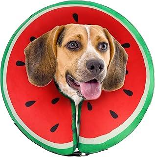 SCENEREAL Dog Cone Alternative After Surgery Donut Collar, Soft Pet Recovery Pillow Collar for Dogs, Inflatable Adjustable Neck Collars to Prevent Licking, Watermelon L