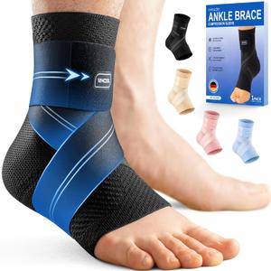 Flat Knitting Ankle Brace For Women&Men, 7-Zone Dynamic Compression Sleeve w/Flex Strap,Foot Support For Sports, Sprained Ankle, Achilles Tendonitis, Plantar Fasciitis Relief(Pack of1)M, Black
