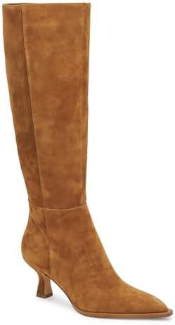 Coutgo Womens Knee High Boots Kitten Low Heel Pointed Toe Tall Boots Side Zipper Winter Dress Shoes, 8