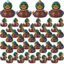 Hollowfly 24 Pcs Mallard Rubber Duck 2 Inch 4 Styles Floating Bath Toy Nature Rubber Ducky Adorable Duck Party Supplies for Birthday Gift Baby Shower Birds Lovers Hunting Decoration
