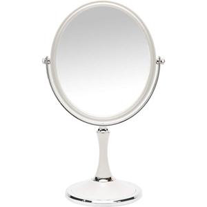 YEAKE Vintage Table Mirror with Stand 8-inch Double Sided Swivel 1X/3X Magnification Desk Mirror with Silver Style 13 Inch Height Standing Tabletop Makeup Vanity Mirror(Oval)