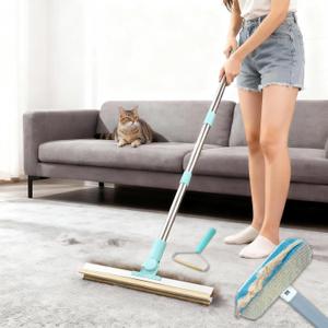Carpet Rake for Pet Hair RemovalUpgraded 3 in 1 Reusable Carpet Scraper Pet Tool Kit, Adjustable Handle for Deep Clean Dog & Cat Hair Remover, Lint Remover Scraper for Carpets, Mats, Rugs, Car&Couch