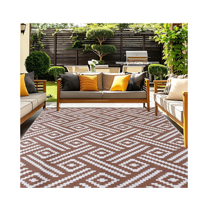 OPPODREAM Outdoor Rug 5x8 Ft, Waterproof Outdoor Plastic Straw Rug for Patio, Reversible Out Door Carpet for Camping, Deck, Rv, 5 x 8 Area Carpet for Balcony, Porch, Backyard, White and Brown
