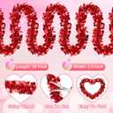 50 Ft Valentines Day Garland Decor Red Heart Tinsel Garlands Valentines Day Decorations Metallic Twist Shiny Hanging Garland for Tree Mantle Classroom Home Indoor Wedding Party Supplies Romantic Decor