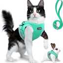 Supet Cat Harness and Leash Set - Soft Mesh Adjustable Cat Vest Harness with Reflective Strap for Walking Cat and Puppy Rabbit (L (Chest: 15.0" - 17.0"), Turquoise)