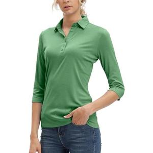 MOHEEN Women's Polo Shirt UPF 50+ Quick Dry Moisture Wicking 3/4 Sleeve Golf Sun Shirts Athletic Casual Work 2XL, 12141#green