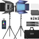 GVM 1500D RGB LED Video Light, 75W Video Lighting Kit with Bluetooth Control, 2 Packs Led Panel Light for Photography, YouTube Studio, Video Shooting, Conference, 1128 Led Beads