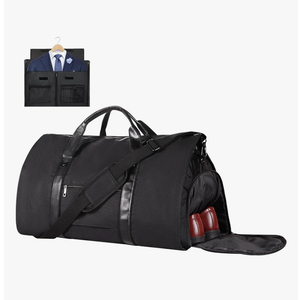 Syeeiex Garment Duffle Bags for Travel, Carry On Garment Bag, Convertible Garment Bags for Travel with Shoe Pouch & Multiple Pockets, 2 in 1 Hanging Suitcase Suit Travel Bags for Men(Black)