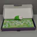 Retro Wireless Keyboard and Mouse Combo, Full-Size USB Keyboard with Round Keycaps, 2.4GHz Wireless for Desktop, Laptop and Computer (Green-Colorful)