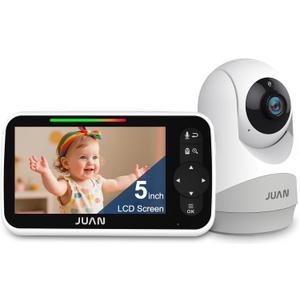 JUAN Baby Monitor with Camera and Audio, No WiFi 100% Private, 3500mAh Long Battery, 1000ft Range Connection, Remote Pan-Tilt-Zoom, Crystal Night Vision, 2-Way Talk for Newborn Infant