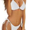 LIZENS Bikini Set for Women Tie Side Triangle String Sexy Swimsuit Womens Black Bikini Bathing Suit Tow Piece Bikinis Sets (white,Size XL )