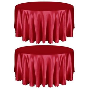 Entisn 2 Pack 120 Inch / 10ft Round Tablecloth, Red Satin Table Cover for 8-12 Seats, Wrinkle Resistant and Washable Silky Table Cloths for Wedding Party Banquet Events Decoration