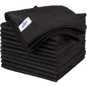 MR.SIGA Microfiber Cleaning Cloth, All-Purpose Microfiber Towels, Streak Free Cleaning Rags, Pack of 12, Black, Size 32 x 32 cm(12.6 x 12.6 inch)