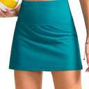 santiny Women's High Waisted Swim Skirt with Pocket Tummy Control Tankini Swimsuit Bathing Suit Bottoms for Women (XL) Lake Green