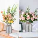 Galvanized Metal Flower Vase Set of 8-5.12 Inch Farmhouse Rustic Milk Can Jug Vase with Twine Bow, Floral Buckets for Wedding Table Centerpiece, Home Dining Room Decor (Rustic, 8)