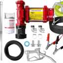 12V Fuel Transfer Pump w/Manual Nozzle, 10 GPM High Flow DC Diesel Transfer Pump, Gas Heavy Duty Transfer Pump with Filter for Gasoline, Diesel, Kerosene, Biodiesel and More