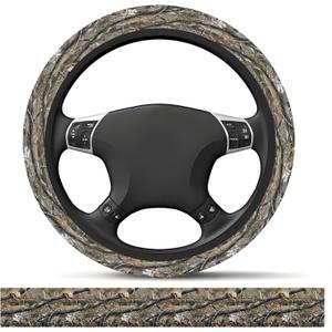 2 x Elastic Car Steering Wheel Cover, Universal 15 inch Non-Slip Breathable Neoprene Steering Wheel Protector, Car Accessories for Women Men Fit Auto, Suvs, Truck Camo Tree