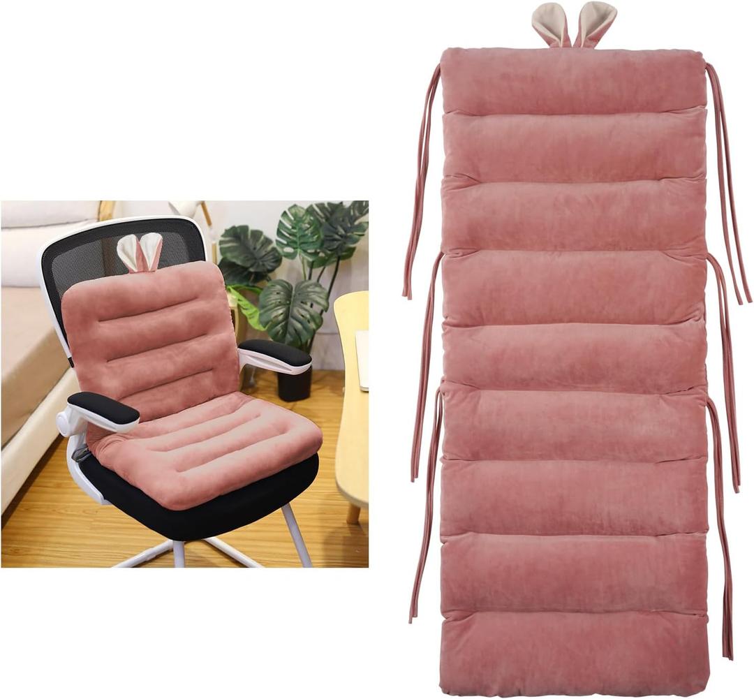 ELFJOY Desk Chair Cushion 100cm Office Chair Cushion Seat Cushion with Back Support Lounger Cushion with Fixing Band (Pink) 10046cm (39x18 Inch (Pack of 1)