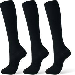 Compression Socks for Women & Men 15-20 mmHg, Knee High Medical Support Stockings for Circulation, Nurses, Pregnancy, Running, Athletic, Travel (Black)