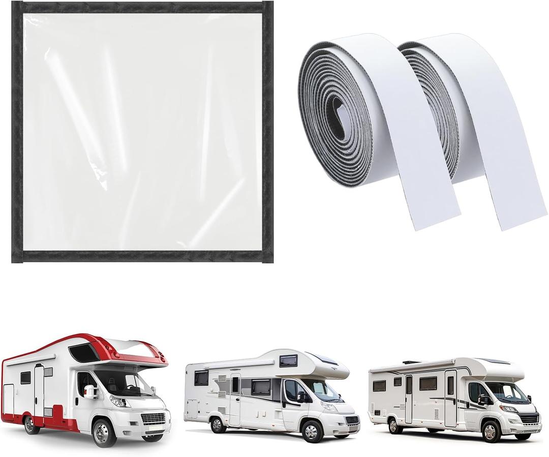 16.25 x 16.25 Inch Transparent Rv Magnetic Window Insulation Kit Rv Magnetic Window Cover for Winter Inside Camper Thermal Curtain Camper Windows Keeps Heat in Cold Out Trailer Accessories