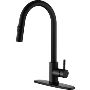 Kitchen Faucets, Kitchen Faucet with Pull Down Sprayer, 2.5GPM High Arc Single Handle Stainless Steel Kitchen Sink Faucets for Farmhouse Camper Laundry Rv Bar (Matte Black) 