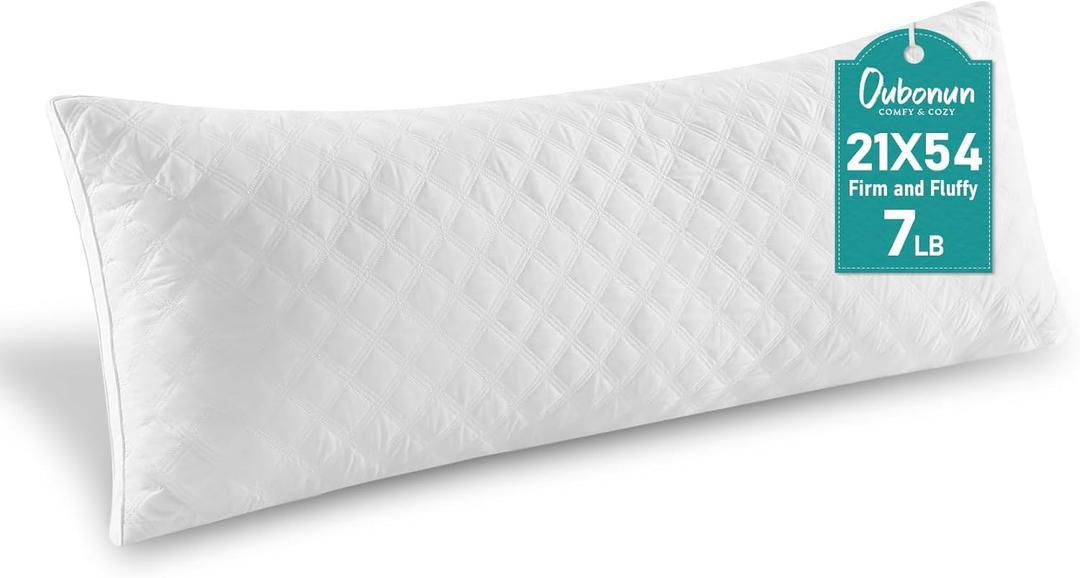 Oubonun Full Body Pillow for Sleeping-Adjustable Firm and Fluffy Body Pillows for Adults-Long and Large Pillow for Bed- 21"x54" (White-white Side)