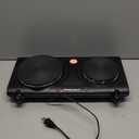 Elite Gourmet EDB-302BF# Countertop Double Cast Iron Burner, 1500 Watts Electric Hot Plate, Temperature Controls, Power Indicator Lights, Easy to Clean, Black