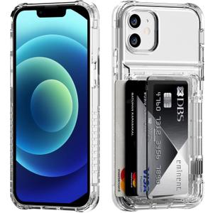 ACANDYA for iPhone 12 Case Wallet iPhone 12 Pro Case Clear with Card Holder ID Card Slot Heavy Duty Protection Shockproof Anti-Scratch Cover for Women Men for iPhone 12 Pro/12 6.1 inch Transparent