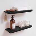Floating Shelves for Wall -Solid Pine Wood Wall Shelf - Bathroom Shelves -Wall Shelves for Bedroom Living Room - Floating Shelf for Wall Mounted Shelves (Black, 16 Inch)