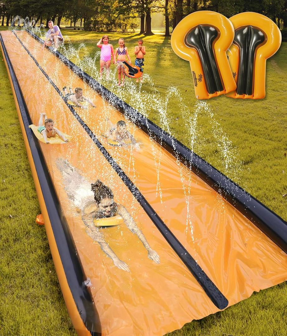 Slip and Water Slide for Kids and Adults Extra Long Water Slides for Backyard Build in Sprinkler with Two Bodyboards Heavy Duty Summer Outdoor Backyard Water Toys (32FT) Slip and Water Slide for Kids and Adults Extra Long Water Slides for Backyard Build in Sprinkler with Two Bodyboards Heavy Duty Summer Outdoor Backyard Water Toys (32FT)