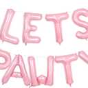 Lets Pawty Balloons Banner 40 Inch,Cream Pink Dog Birthday Decorations,Paw Foil Letter Balloon for Dogs Paw Pet Puppy Theme Party Supplies