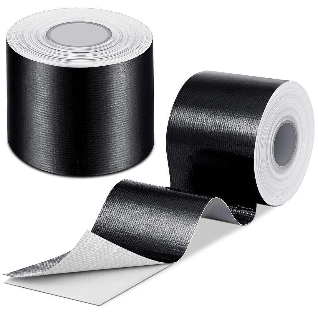 Zonon 2 Rolls Aluminum Foil Tape Heat Shield Tape Barrier Adhesive Reflective Fiberglass Thermal Insulation Reflective Material High Temp Protection(Black,2 Inch X 65.6 ft)