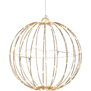 Alpine Corporation 16" H Indoor/Outdoor Foldable Metal Hanging Ornament with Warm White LED Lights, Christmas Decoration