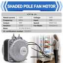 YZF18-25 Fan Motor, 18W 120V 1.01A 60Hz 1550RPM Shaded Pole Condenser Fan AC Motor, Replace Parts YZF10-20 YZF6-13 W0301905 for Refrigeration Equipment Radiator Evaporator, Small Ventilation Equipment