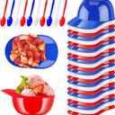 48 Pack Mini Ice Cream Dessert Baseball Cap Bowls,Party Snack Cups for Birthday Party Supplies(Red Blue and White)