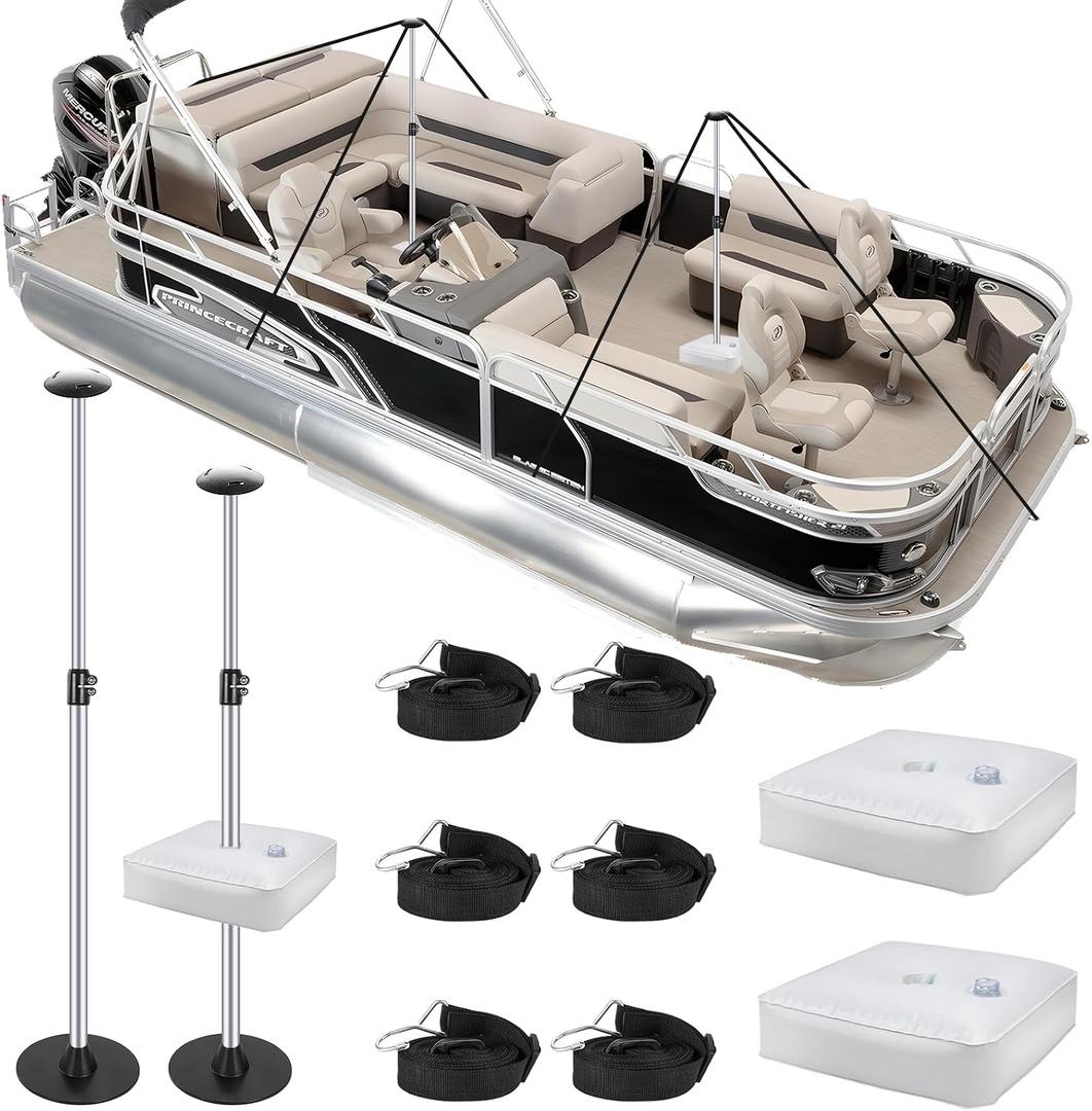 Pontoon Boat Cover Support Poles System 2 Pack, Adjustable Aluminum Support Poles with Weight Bag and Webbing Strap, Suitable for Pontoon, Jon, V Hull Boat Covers