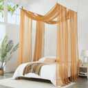 Warm Home Designs Set of 2 Caramel Gold Canopy Bed Curtains in 55 x 216 Inch Size. 2 Queen Bed Canopy Curtains Can Be Turned Into Bed Scarves, Kids Bed Tent, Bed Canopy for Girls. BF Double Gold 216"